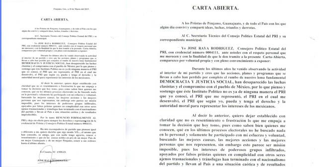 carta abierta del expresidente José Raya