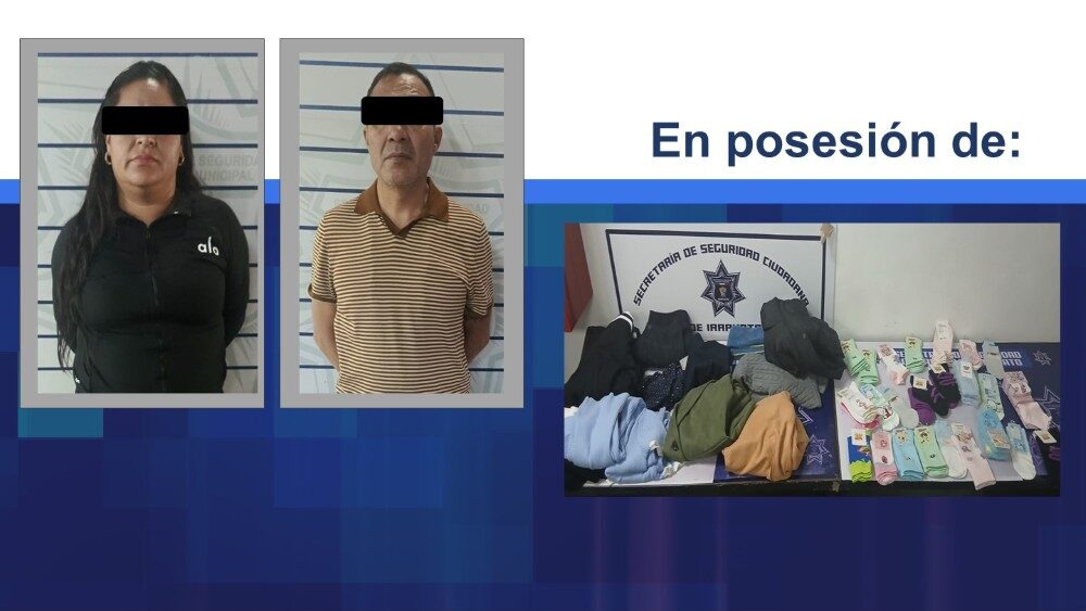 Detienen a pareja por intento de robo en plaza comercial